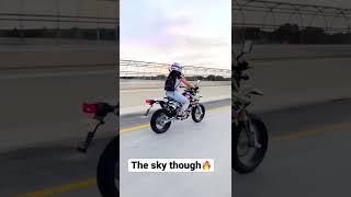 CHECK OUT THE SKY #shorts #supermoto #bikelife #girlfriend #dirtbike #drz400sm #girlbiker #mr2moto