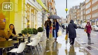 London Rainy Day Walk in Marylebone High Street | London Rain Walk