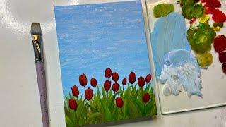 Acrylic painting tulip flowers/ acrylic painting tutorial/ acrylic painting for beginners tutorial