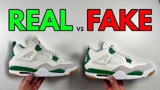 REAL VS FAKE! NIKE SB AIR JORDAN 4 PINE GREEN SNEAKER COMPARISON!