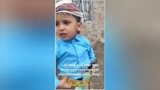 Yemeni child is crying because he missed the congregational prayer in the Masjid