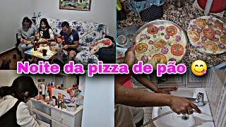 noite da pizza de pão+organizando os quartos da bagunça+almoço e faxina! vlog de rotina em família 