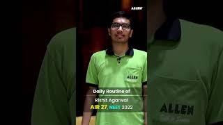 ️ Daily Routine of NEET Topper | Rishit Agarwal AIR 27 | #NEET2022  #shorts