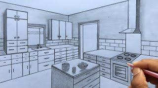 How to Draw a Kitchen using 2-Point Perspective: Step by Steps