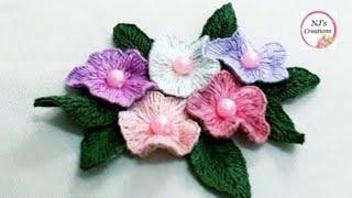 64-Hand Embroidery | Stumpwork Embroidery | 3D flowers embroidery by NJ's Creations