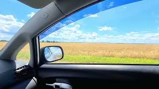 Driving Autopilot on Belarusian highway and filming beautiful clouds in the sky