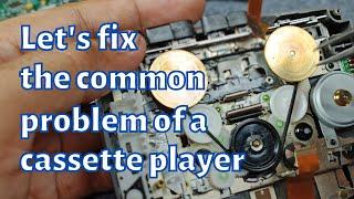 Let's fix the common problem of a cassette player PLAY FF and REW not spinning || SONY TCS-60