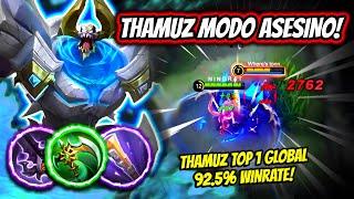 ASSASSIN JUNGLE THAMUZ BREAKS THE META! THAMUZ TOP 1 GLOBAL 92.5% WINRATE! | MOBILE LEGENDS