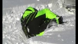 funny snowmobile landing