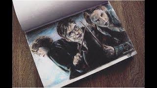 Drawing Harry Potter, Ron Weasley, and Hermione Granger | SpeedArt