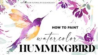 EASIEST Hummingbirds painting with watercolor  (Bright and fun watercolor lesson)