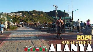 ALANYA SARAY STREET WALKING TOUR 2024 DECEMBER ! ALANYA ANTALYA TURKEY TRAVEL TURKEY HOLIDAY 4K