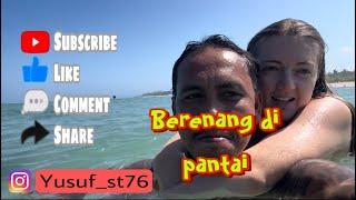 Asyik Liburan ahir pekan berdua di pantai aja #bule #anakpantai #bali