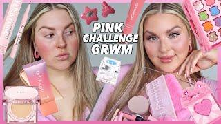 full face of PINK PRODUCTS challenge! GRWM 🫶