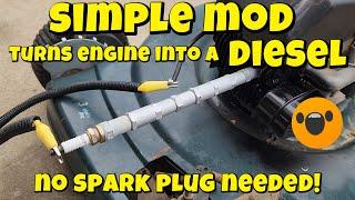 S5 E20. We turn a lawnmower gas engine into a DIESEL with a simple modification.  will it survive?