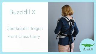 Baby vor dem Bauch mit überkreuzten Trägern tragen | Front Cross Carry | Buzzidil Babytrage