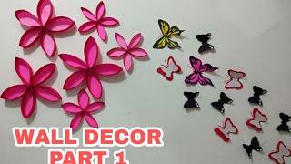 DIY HOME DECOR/WALL DECOR/USING COLORED  PAPER/BUTTERFLY AND FLOWER/PART 1