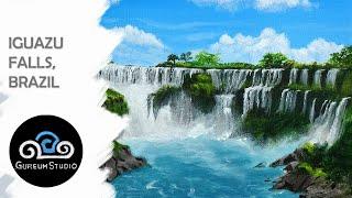 Acrylic Painting Waterfall Landscape | Step By Step #66