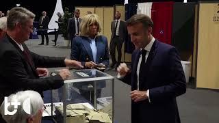 Macron gibt seine Stimme bei der EU-Wahl ab