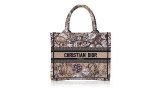 Christian Dior Canvas Embroidered Jardin Magique Small Book Tote Powder Pink