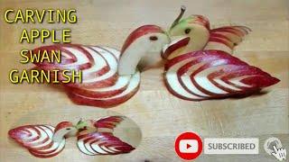 How to make carving art apple swan garnish.