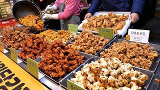 Best Crispy Chicken! Traditional market fried chicken, Spicy seasoned chicken / Korean Street food