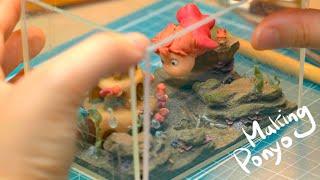 Making Ponyo diorama under the sea with clay