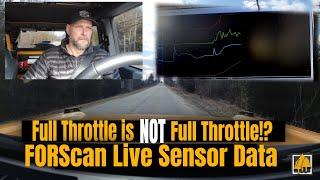 Why isn't FULL THROTTLE not FULL THROTTLE?? FORScan OBD live DATA LOGGING