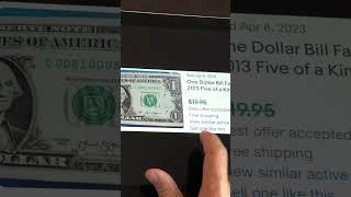   FIVE-OF-A-KIND One Dollar Bill Fancy Serial Numbers Are Selling For a LOT OF MONEY! #shorts