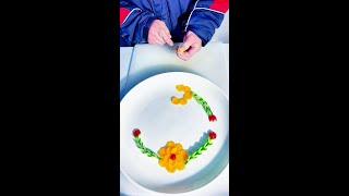 Simple and easy-to-learn plate decorative flowers# fruit and vegetable modeling# setting plate skil