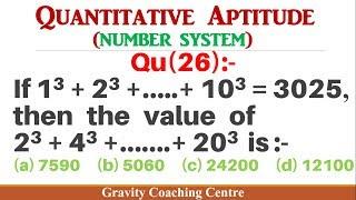 Q26 | If 1^3 + 2^3 +….+ 10^3 = 3025, then the value of 2^3 + 4^3 +……….+ 20^3 is | Number System