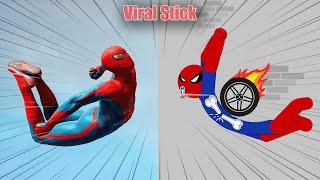 Spiderman vs Stickman | Stickman Dismounting funny and epic moments | Like a boss compilation #134