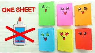 MINI NOTEBOOKS FROM ONE SHEET OF PAPER - NO GLUE. Easy DIY Kawaii Paper Book -  BACK TO SCHOOL