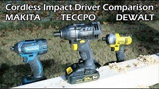 20V Cordless Impact Driver Comparison - TECCPO, DEWALT, MAKITA