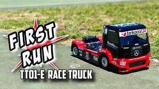 First Run! Tamiya Tankpool MP4 On The TT01 Type E Chassis, Mercedes Benz Race Truck 58683