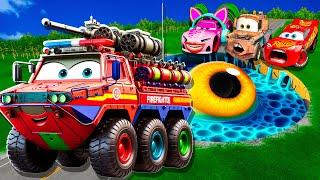 ZOMBIE Pit Transform In Beast Lightning McQueen & Big & Small Pixar Cars! Beam.NG Drive!