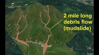 What happened to mountainsides during Helene's extreme rains (30 inches or more)?