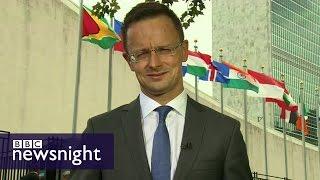 Evan Davis quizzes Hungary's FM on UK's 'no-go zones' - BBC Newsnight