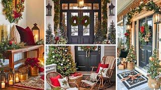 Warm and Inviting Front Porch & Entryway Christmas Decor Ideas to Welcome Holiday Cheer