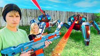 Nerf Battle: Hero Kidz vs Nerf Robots - Pretend Play