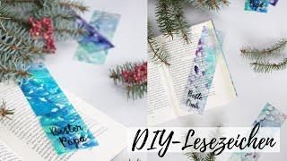 Einfache Geschenkidee: Laminierte DIY Lesezeichen mit Wasserfarben basteln | Geschenk Weihnachten