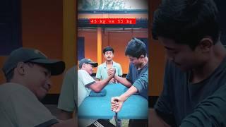 45kg vs 53kg arm wrestling match ||#armwrestling #practice #shorts#tipsandtricks #shortsfeed