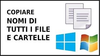 come copiare i nomi dei file delle cartelle in un pagina o foglio excel o word