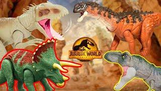 Reviewing Jurassic World Dinosaur Figures | Carnotaurus, Triceratops, Ampelosaurus, Megalosaurus