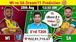 WI vs SA Dream11 Prediction, WI vs SA Dream11 Team, WI vs SA 3'rd T20I Match Dream11 Team Prediction