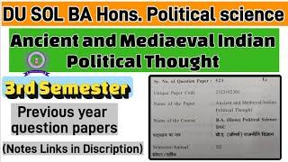 du sol Ancient and Mediaeval Indian Political Thought BA Hons. political science DSC 3rd semester