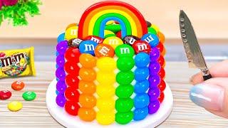 Tasty Rainbow Jelly Cake Decorating M&M  How To Make Miniature Rainbow Cake  Rainbow Mini Cake 