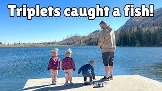 *Triplets* caught a FISH!?! | 3 Toddlers hike around an entire lake!...