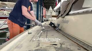 SV LIMA - Teak deck #4 - How to prepare the deck for epoxy priming, coating and Kiwigrip