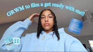 GRWM to film a get ready with me!! in depth - outfit, hair, skincare